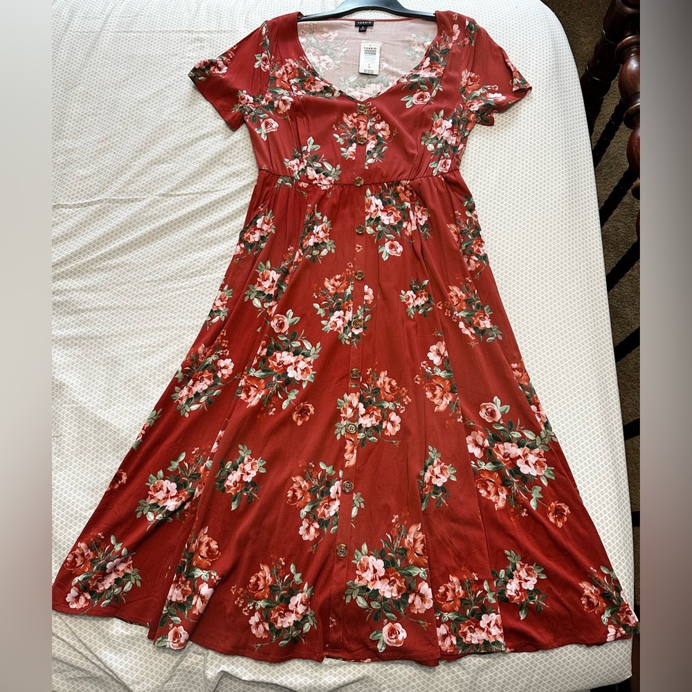 Mini Challis button front floral dress
